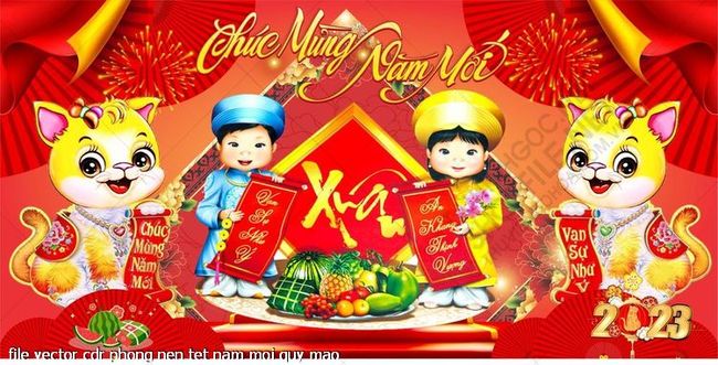 file vector cdr phong nen tet nam moi quy mao
